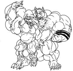 2020 4_toes 5_toes absurd_res anal anthro anthrofied balls beak belly big_balls big_belly big_muscles big_penis body_hair cawaden chest_hair corviknight duo erection feet felid feline fierglief fist flexing generation_8_pokemon genitals hi_res huge_balls huge_cock huge_muscles humanoid_genitalia humanoid_penis hyper hyper_balls hyper_genitalia hyper_muscles hyper_penis looking_at_another male mammal monochrome musclegut muscular nintendo nipples nude open_mouth penis plantigrade pokemon pokemon_(species) raised_arm size_difference smile standing toes vein veiny_penis