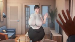 1girls 3d artist_request big_breasts black_hair breasts busty curvaceous curvy curvy_body curvy_female curvy_figure female gooey3d huge_breasts large_breasts original original_character voluptuous wide_hips