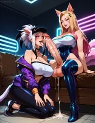 1futa 1girls after_blowjob after_fellatio ahe_gao ahri ai_generated cosplay cum cum_in_mouth cum_on_face cumdrip erection facial final_fantasy futa_on_female futa_with_female futadom futanari huge_breasts k/da_ahri k/da_akali_(cosplay) k/da_series kneeling large_breasts large_penis league_of_legends miqo'te original_character penis_awe sitting thigh_boots tongue_out vertiloart