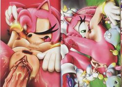 amy_rose amy_untold anal anal_penetration anal_sex anthro breasts chao_(sonic) color cum female feral fur furry furry_only hedgehog hero_chao insertion interspecies lying male multiple_males nipples nude on_back penetration penis pink_fur raised_legs sex short_hair size_difference sonic_(series) straight uncensored vaginal_penetration vulva