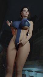 3d 3d_(artwork) 3d_model 3d_render big_ass big_breasts blender breasts girl half-dressed jill_valentine resident_evil_3