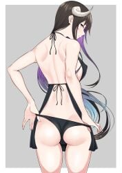 1girls apron apron_only ass ass ass_cleavage back black_apron black_hair black_hair_female blue_hair blue_hair_female breasts busty busty_female busty_girl butt_crack butt_crack_outline dot_nose douyara_boku_no_hanayome_wa_onna_kishidan_na_you_de elbows estelle_invite fair_skin female female_focus female_only fingernails fingers gradient_hair grey_background hair_between_eyes head_tilt high_resolution highres horn hourglass_figure large_breasts lean_body lean_figure legs light-skined_female light-skinned light-skinned_female light_skin light_skin_female light_skinned light_skinned_female long_hair looking_at_viewer looking_back looking_back_at_viewer multicolored_hair narrow_waist nori_gorou pale pale-skinned_female pale_skin pale_skinned_female purple_hair purple_hair_female red_eyes red_eyes_female shoulders sideboob simple_background slender_body slender_waist slim_girl slim_waist smooth_skin solo standing thick_ass thick_thighs thigh_gap thighs thin_waist tilted_head upper_body white-skinned_female white_background white_horn white_skin white_skinned_female wide_hips