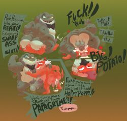 2022 absurd_res amphibia amphibia_(series) amphibian anthro ass balls beard belly big_belly big_butt blush bodily_fluids captain_grime clothing cum disney duo ejaculation english_text erection facesitting facial_hair frog gay genital_fluids genitals green_background green_body haxsmack heart hi_res hop_pop hop_pop_plantar hopediah_plantar humanoid_genitalia humanoid_hands humanoid_penis male male/male moobs musk nipples overweight overweight_male penis red_body simple_background smooth_skin sweat text toad_(frog) underwear yaoi