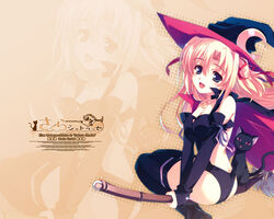 animal ass blush breasts broom cleavage smile witch_hat