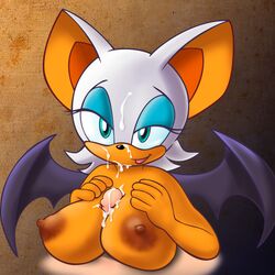 breasts cum female furry male paint34 paizuri penis rouge_the_bat sega sonic_(series) sonic_the_hedgehog_(series) sonic_x straight_hair straight_horns