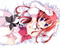 animal_ear bed blush breasts lying panties smile tail underwear