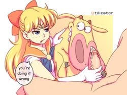 1boy 2girls bisexual bisexual_male bisexual_threesome bishoujo_senshi_sailor_moon blond_hair blonde blonde_female blonde_hair blonde_hair_female bovine cartoon_network color colored comic_sans cow cow_(character) cow_and_chicken crossover cum cum_in_nose doing_it_wrong eastern_and_western_character female female_human hentai_foundry human human_female human_male interspecies male male_human minako_aino nasal_penetration penis sailor_venus straight straight_hair threesome utilizator yellow_hair