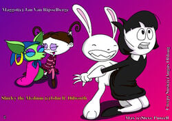 canine chihuahua courage_the_cowardly_dog creepy_susie crossover dress dress_lift female from_behind human interspecies lagomorph male max pandafox rabbit rape sam_and_max shirley_the_medium straight the_oblongs video_game yuri