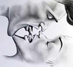 2boys close-up closed_eyes dreamworks duo french_kiss gay greyscale kissing male male_only megamind megamind_(character) metro_man paramount_pictures pencil_(artwork) side_view super_villain superhero tagme tongue tongue_out tripperfunster yaoi