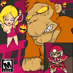 1girls color d! donkey_kong donkey_kong_(arcade) donkey_kong_(series) female furry hair human kong male mario mario_(series) multiple_males nintendo pauline