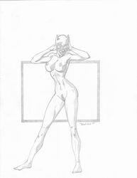 00s 1girls 2000s 2008 batman_(series) catwoman dc_comics female female_only keith_dotson monochrome selina_kyle solo tagme