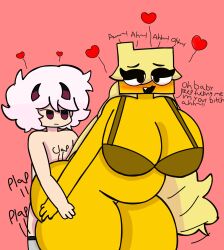 1boy 1boy1girl 1girls english_text female femboy fnf friday_night_funkin image long_hair male meri_(friday_night_funkin) oc short_hair tagme white_hair yellow_body yellow_hair