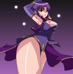 ariyon breasts fire_emblem fire_emblem:_the_blazing_blade hands_above_head panties pantyshot pantyshot_(standing) purple_panties source_request thighs upskirt ursula_(fire_emblem)