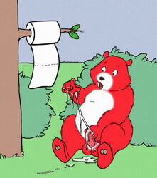 bear charmin_bear mascot masturbation outdoors red_fur tagme