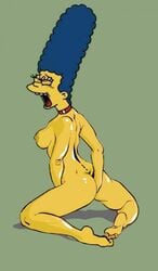 1girls anal anal_fisting areola ass autofisting breasts color curvy erect_nipples female female_only female_penetrated female_penetrating fisting human kneeling large_ass marge_simpson medium_breasts nipples nude solo tagme the_fear the_simpsons