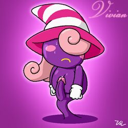 2d cock dick male male_only mario_(series) nintendo nsfw paper_mario penis purple_skin rule_63 solo standing tagme val_(artist) vivian_(paper_mario)