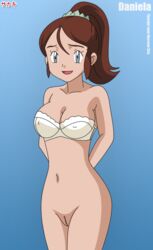 1girls bra daniela_(pokemon) hips nursery_aide_(pokemon) pokemon pokemon_(anime) pussy sakaki_(artist) smile teacher