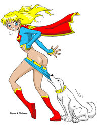 1girls ass blonde_hair blue_eyes dan_kellaway dc female krypto long_hair sugano supergirl