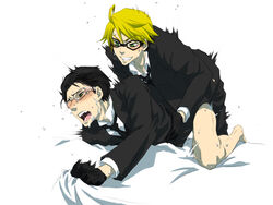 anal clothed gay glasses gloves green_eyes kuroshitsuji male necktie ronald_knox sex tagme william_t_spear yaoi