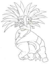 ass barefoot conjoined drowzee exeggutor female interspecies male male_focus monochrome multi_head nintendo nude pdxyz penis pokémon_(species) pokemon straight tagme vulva