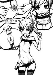 anorexia anus christine_violance flat_chest ice monochrome nipples panties pussy short_hair skinny spread_anus spread_pussy tank_top wabaki