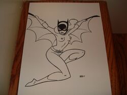 1girls 2007 barbara_gordon batgirl batman:_the_animated_series batman_(series) david_farley dc dc_comics dcau female female_only monochrome nipples photo_(medium) solo