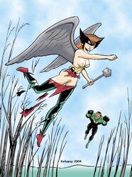 1boy 1girls 2004 dan_kellaway dark-skinned_male dark_skin dc dcau female green_lantern hawkgirl john_stewart justice_league male