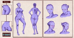 1futa 1girls alien asari blue_skin character_sheet circumcised cum female futanari intersex mass_effect model_sheet nude tevos x-teal