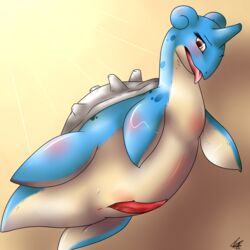 blush color feral genital_slit grey_shell horn lapras male male_only nude penis pokemon shell solo tagme