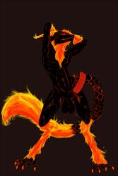 baal balls demon erection fire flames horsecock markings nude penis plain_background sergal