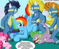 cobra_mcjingleballs dragon earth_pony equine female friendship_is_magic horse male my_little_pony pegasus pinkie_pie_(mlp) pony rainbow_dash_(mlp) rule_63 smooth_skin soarin_(mlp) spike_(mlp) spitfire_(mlp) wonderbolts_(mlp)