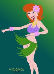 clothing disney female female_only flower human linda_flynn-fletcher madcrazy phineas_and_ferb pussy solo tagme