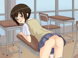 bent_over classroom desk my_little_sister_can't_be_this_cute ore_no_imouto_ga_konna_ni_kawaii_wake_ga_nai pointy_chin tagme tamura_manami