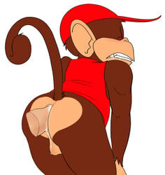 buggery color diddy_kong donkey_kong_(series) furry kong male male_only monkey monkeysuit nintendo no_humans simple_background yaoi