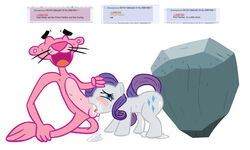 crossover friendship_is_magic my_little_pony pink_panther pink_panther_(series) rarity_(mlp) smooth_skin tom_the_rock what white_background