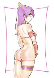 1girls ass athena_(series) back bare_ass princess_athena purple_hair sineprin snk solo standing