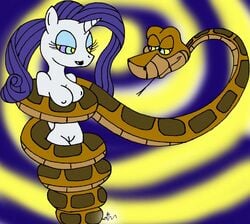 crossover disney friendship_is_magic hypnosis kaa kaa_eyes lol20 mind_control my_little_pony nipples pussy rarity_(mlp) restrained smooth_skin the_jungle_book what