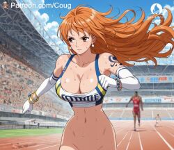 ai_generated big_breasts bottomless cougwe female male nami nami_(one_piece) no_panties olympics one_piece paris_2024 post-timeskip stable_diffusion