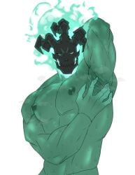 arm_behind_head armpit balls bara ghangaji league_of_legends male male_only masked_only muscles muscular musk nipples no_visible_genitalia nude penis solo solo_male sweat sweating thresh