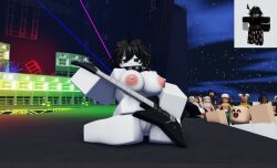 1girls 3d 3d_(artwork) areolae big_breasts breasts concert emo fans goth goth_girl guitar guitarist ninjashyper2 nipples on_knees outside public public_nudity pussy reference_image roblox roblox_avatar robloxian rockstar self_upload sliding tagme thighs white_skin