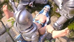 1girls 3boys 3d armor armored_male azura_(fire_emblem) barefoot blue_hair breasts breasts_out bukkake covered_in_cum cum cum_on_body cum_on_breasts cum_on_face cumshot dancer dancer_outfit defeated detached_sleeves feet fire_emblem fire_emblem_fates foot_focus functionally_nude functionally_nude_female gag gagged gagged_female gangbang gangrape golden_eyes leg_grab legs legs_apart legs_held_open legs_spread long_hair masturbating masturbating_while_watching masturbation medium_breasts missionary_position nintendo rape ryo1990 ryona soldier spoils_of_war thighlet top_down topless topless_female