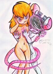 2011 chip_'n_dale_rescue_rangers disney gadget_hackwrench glitch_(character) juanomorfo nipples rough_sketch yuri