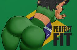 1girl 1girls bending_over bent_over big_ass big_butt black_hair bracelet brasil brazil brazilian brazilian_female brazilian_flag crop_top ear_piercing ear_ring earrings green_clothing hoop_ear_ring hoop_earring hoop_earrings leggings looking_back maria_silva_(oc) red_lips red_lipstick red_nails seductive solo tagme tan-skinned_female tan_body tan_skin tan_skinned_female temogam yoga_pants