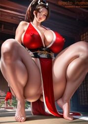 ai_generated ass_bigger_than_head ass_visible_through_thighs big_ass big_breasts breasts_bigger_than_head cleavage curvaceous curvy curvy_figure dress fatal_fury feet female hourglass_figure huge_areolae huge_ass huge_breasts huge_thighs human hyper_ass hyper_breasts japanese_clothes king_of_fighters large_breasts large_female larger_female mai_shiranui mini_giantess nipple_bulge nipples_visible_through_clothing octo_iruma sideboob size_difference squatting tall tall_female tattoo_on_chest thick_thighs vagina voluptuous wide_hips