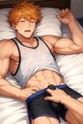 1boy ai_generated blue_lock cum gay ginger ginger_hair hatopo005 kunigami_rensuke male male_focus male_only muscular muscular_male penis solo_male yaoi