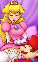 clothing cunnilingus dress mario mario_(series) oral_sex princess_peach squinty003 stockings tagme