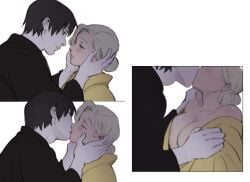 1boy 1boy1girl 1girls absurd_res absurdres areolae asian_clothing bare_shoulders bedroom_eyes black_eyes black_hair blonde_hair blue_eyes blush boruto:_naruto_next_generations boyfriend-girlfriend breasts canon_couple caressing_face clothed clothing couple ear_piercing earrings exposed_breasts female french_kiss french_kissing fully_clothed hair_bun hair_over_one_eye hi_res high_resolution highres husband_and_wife inner_sideboob ino_yamanaka japanese_clothes japanese_clothing jewelry kimono kissing large_areolae light-skinned_female light-skinned_male light_skin lips lipstick looking_at_another looking_at_partner makeup male male/female married_couple monday_mint narrowed_eyes naruto naruto:_the_last naruto_(series) naruto_shippuden nipples no_bra pale-skinned_female pale-skinned_male pale_skin pink_lips pink_lipstick romantic romantic_ambiance romantic_couple sai shounen_jump shueisha straight tied_hair undressing undressing_another undressing_partner very_high_resolution weekly_shonen_jump white_background yamanaka_ino yukata