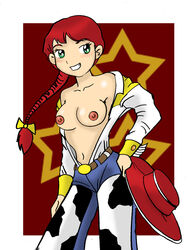 disney green_eyes jessie_(toy_story) koku-chan nipples pixar red_hair smiling topless toy_story toy_story_2