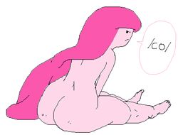 adventure_time ass completely_nude female_only ms_paint pink_hair pink_skin princess_bubblegum solo tagme unhappy_female