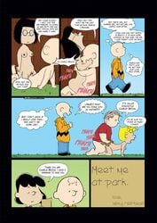 charlie_brown clothing comic comic_page dialogue english_text eyewear female glasses human jkr linus_van_pelt lucy_van_pelt male marcie pale_skin peanuts sally_brown sex speech_bubble straight text walnuts